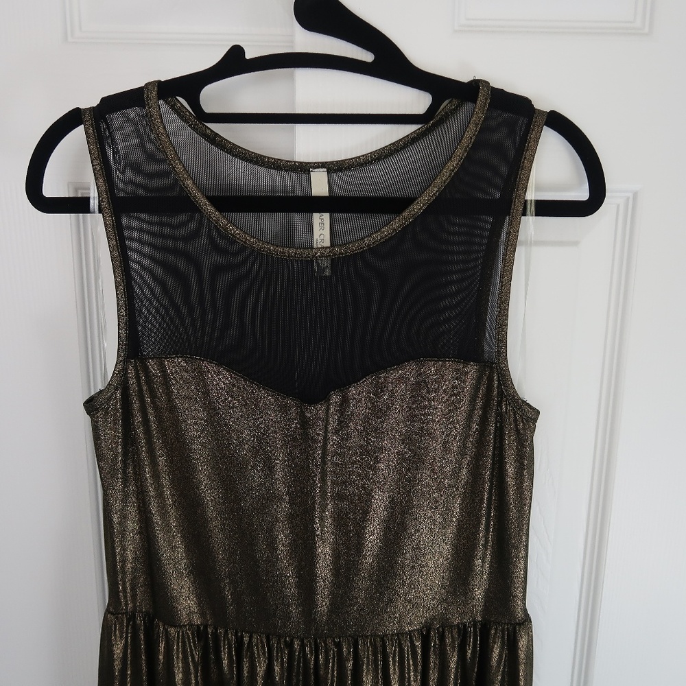 Metallic Gold Sleeveless Maxi Dress
